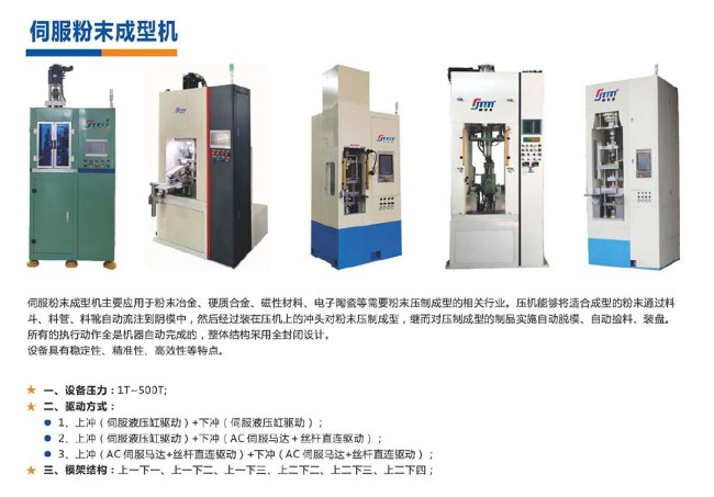 粉末成型機采用伺服馬達+絲桿+減速機直連驅(qū)動